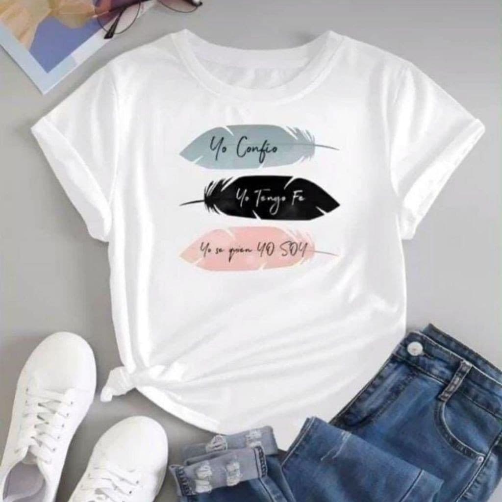 kit 5 camisas feminina básica baby look camiseta viscorycla com estampas Três penas