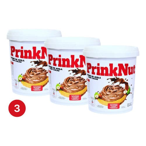 Kit 3 Prinknut Creme De Avelã Balde 1kg Potão Cobertura Chocolate Recheio Nut