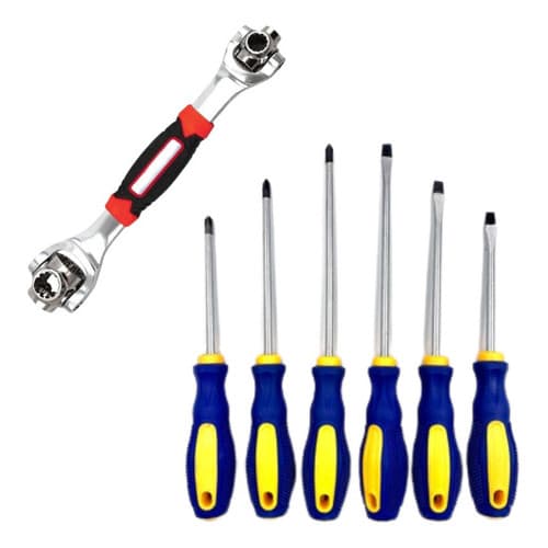 Kit Chave Soquete Multifunção 8x1 + Jogo Fenda/philips 6 Pçs
