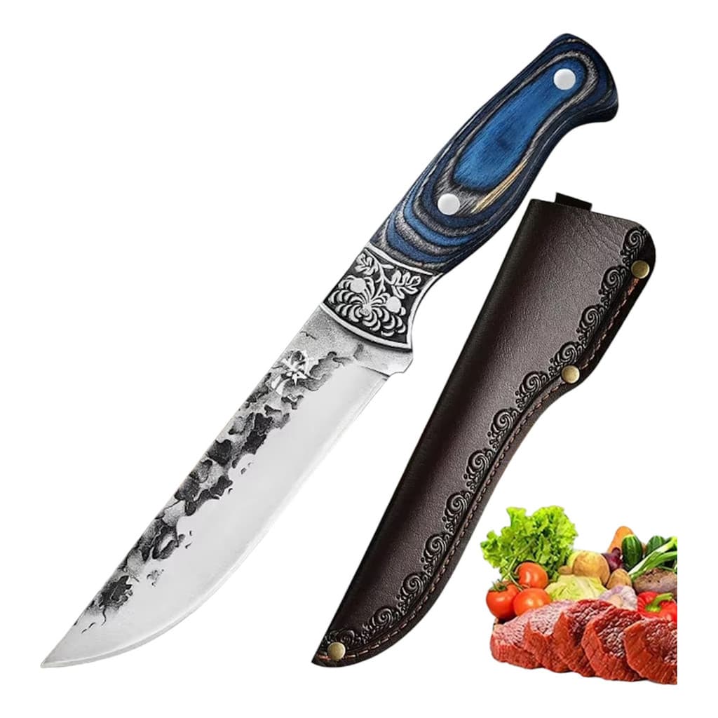 Faca Artesanal Fulltang Damasco Azure Desossa Churrasco BM-DJ354