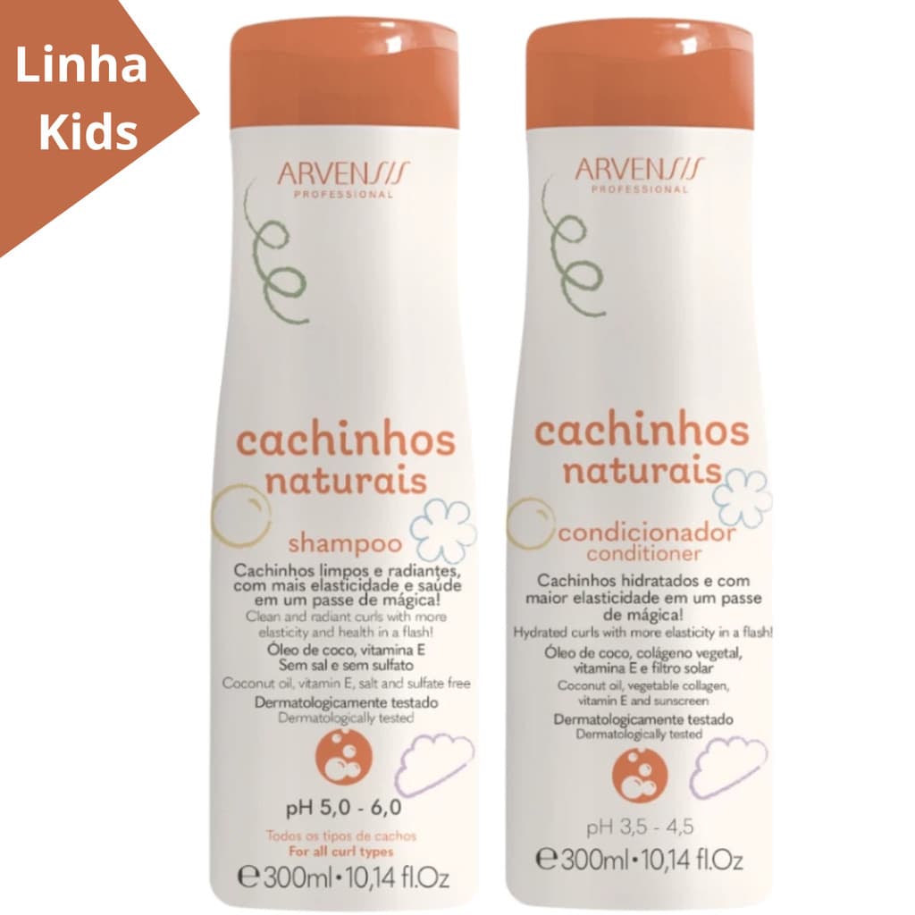 Kit Shampoo e Condicionador Cachinhos Naturais Arvensis 300ml – Hidratação e Definição