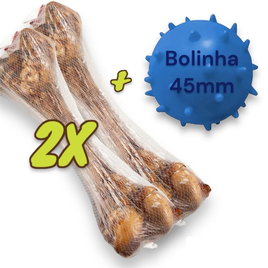 Combo 2 Ossinhos Femur Suino + Bolinha 45mm