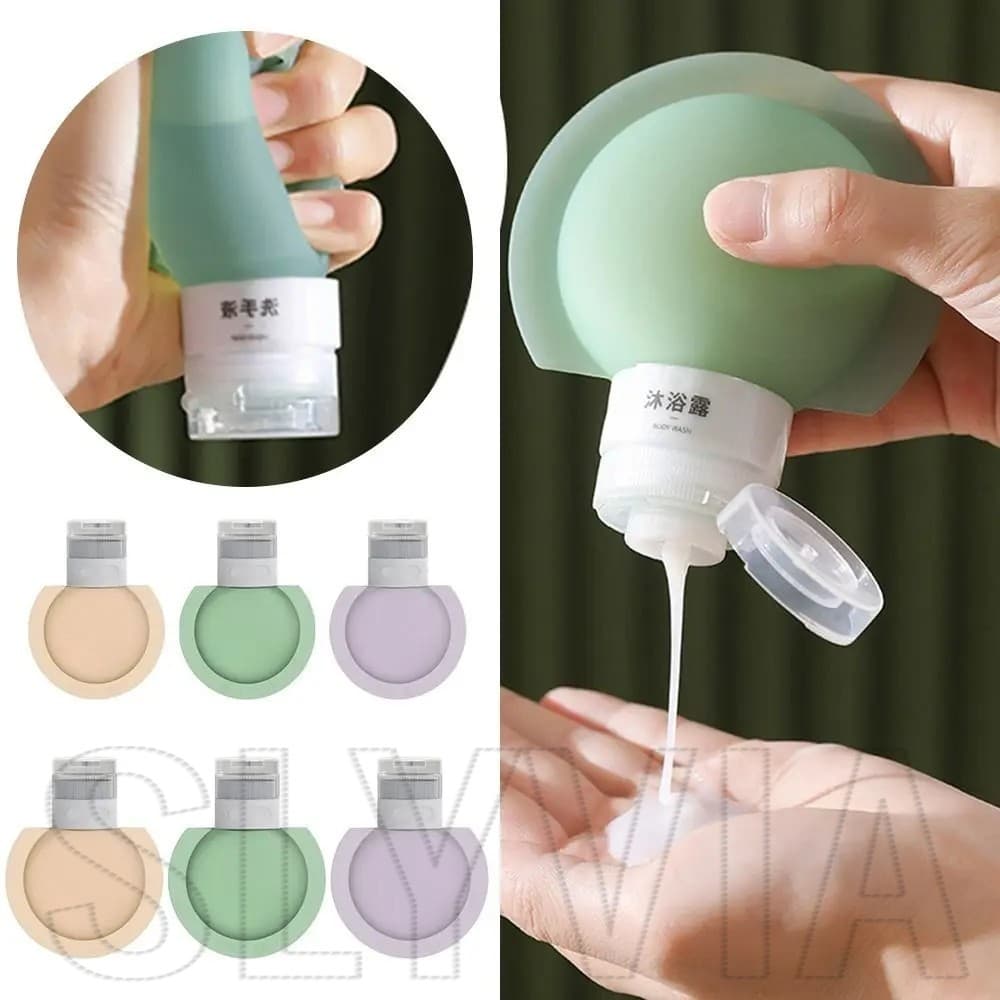 Frasco De 60/90ml De Silicone Split-Para Gel De Banho , Shampoo , Distribuidor De Cosméticos-Armazenamento Em Forma De Cogumelo-Recarregável , À Prova De Vazamentos , Espremer , Portátil-Tubo De Sub-Garrafa De Viagem