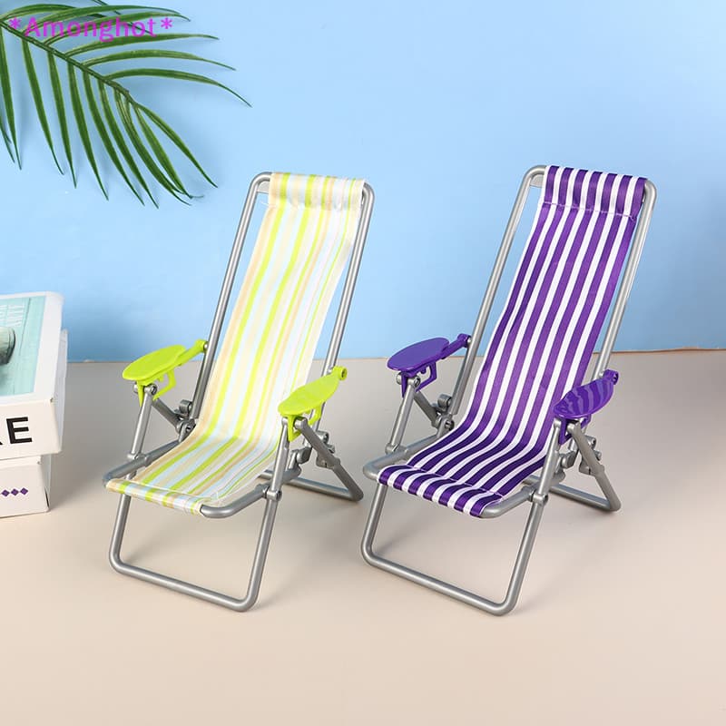 Entrehot > 1/6 Casa De Bonecas Dobrável Cadeira De Praia Modelo Ao Ar Livre Casual Reclinável Decoração De Móveis Novo