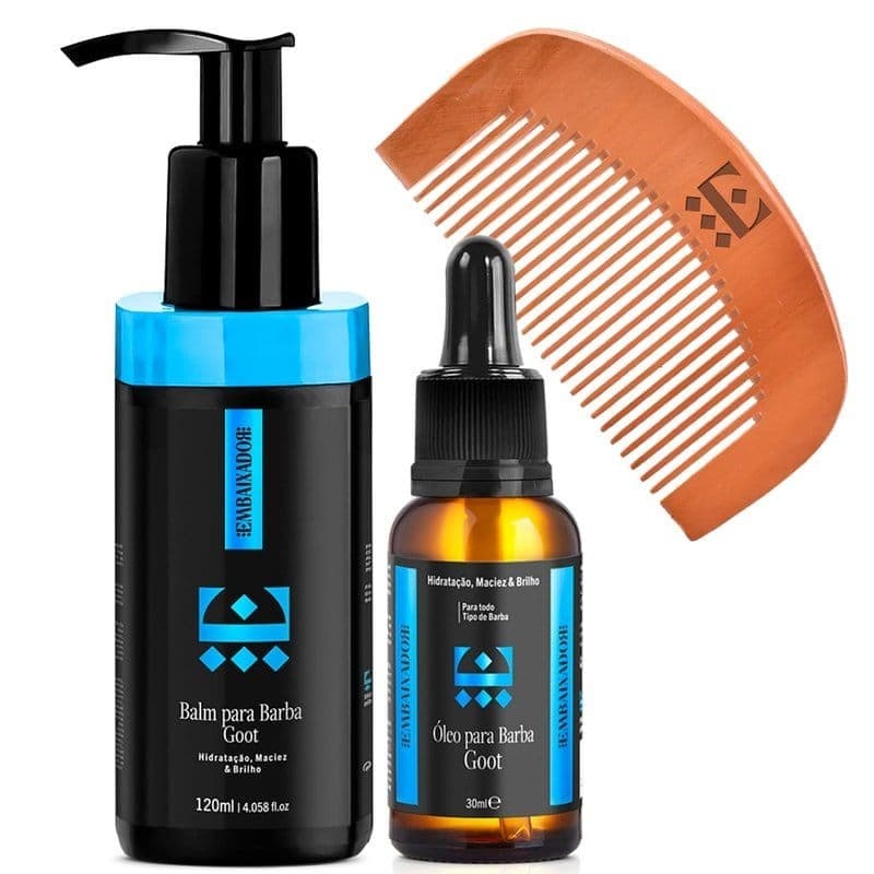 Kit Balm e Óleo para Barba Goot + Pente Madeira Embaixador