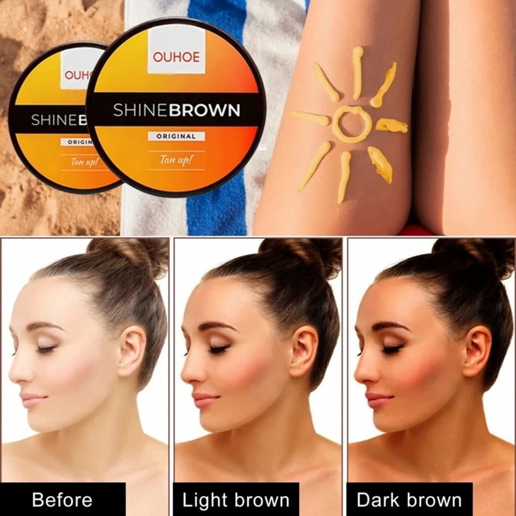 Creme Bronzeador Ouhoe Shine Brown 100g Intensificador Solar - Bronzeado Rápido e Natural Perfeito e Duradouro