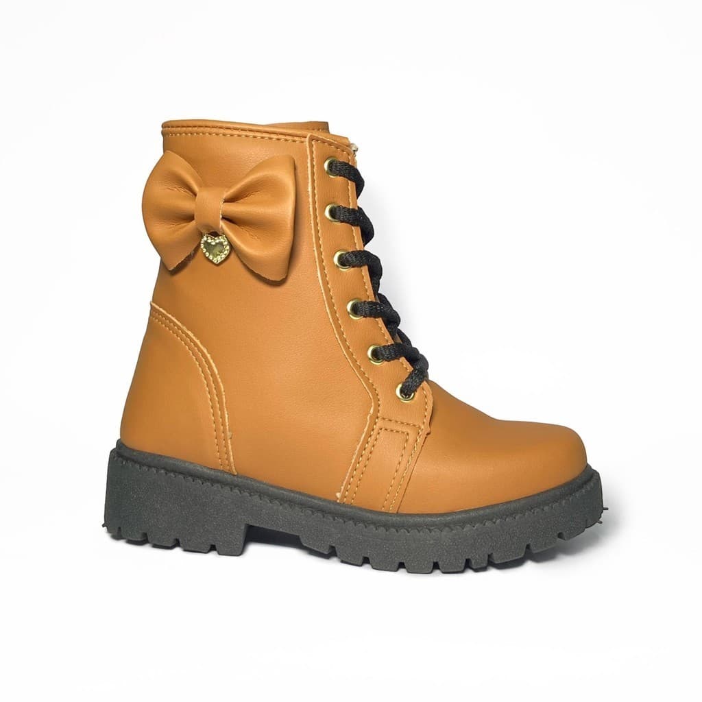 Bota Tratorada Infantil Menina Caramelo Laço 20 Ao 34