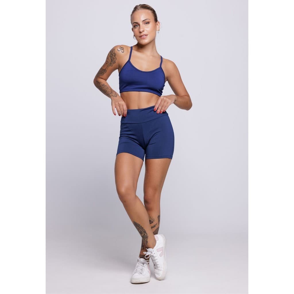 Conjunto Short Suplex e Top Alça Fina Nadador Sem Bojo Feminino Academia