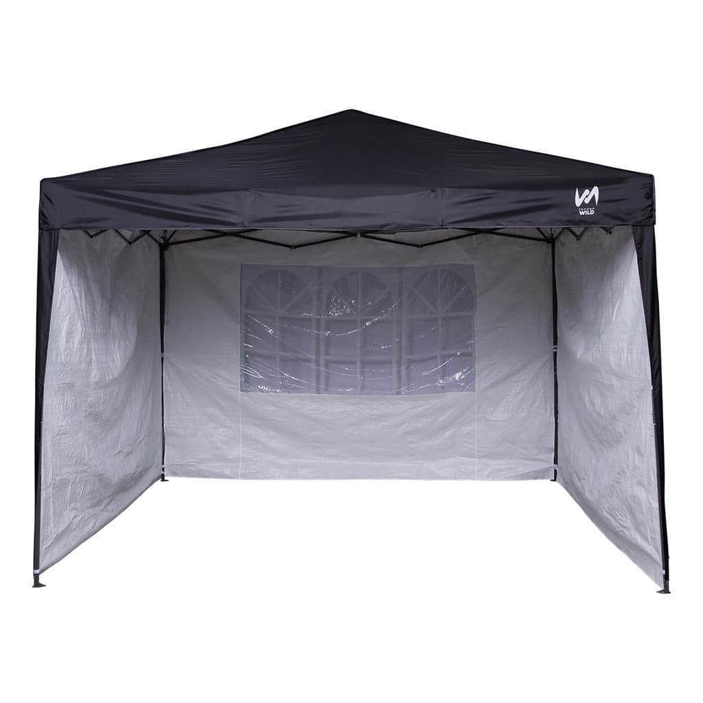 Gazebo 3x3 PC Preto + 4 Paredes Ráfia Branca