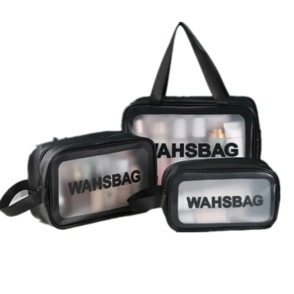 Kit 3Pçs Necessaire Feminina Transparente