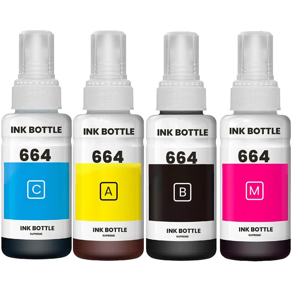 4 Refil de Tintas T664 Compativel com as Impressoras  L120 L300 L395 L396 L355 L555 L365 L355