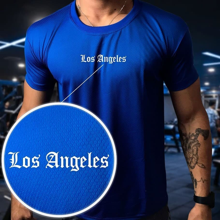Camisa Dry Fit  Masculina -  LOS ANGELES - Academia, Corrida, CrossFit,  AntiOdor - Alta Durabilidade