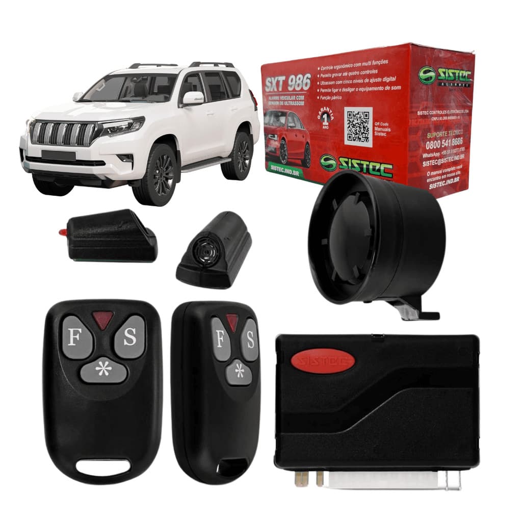 Alarme Veicular Universal Automotivo com Sensor de Ultrassom Sistec Alarmes SXT986 12v Original