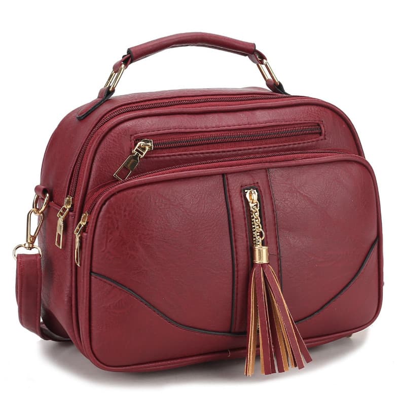 Bolsa Feminina Com Alça Lateral Transversal Faixa de Mão De Couro V2336