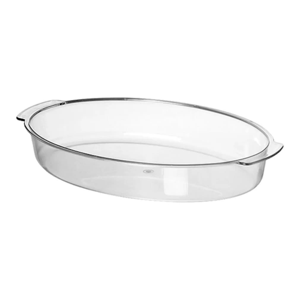 Travessa Oval Cristal Plástico Reutilizável Transparente 1,4 Litros, 1,9 Litros OU 2,5 Litros
