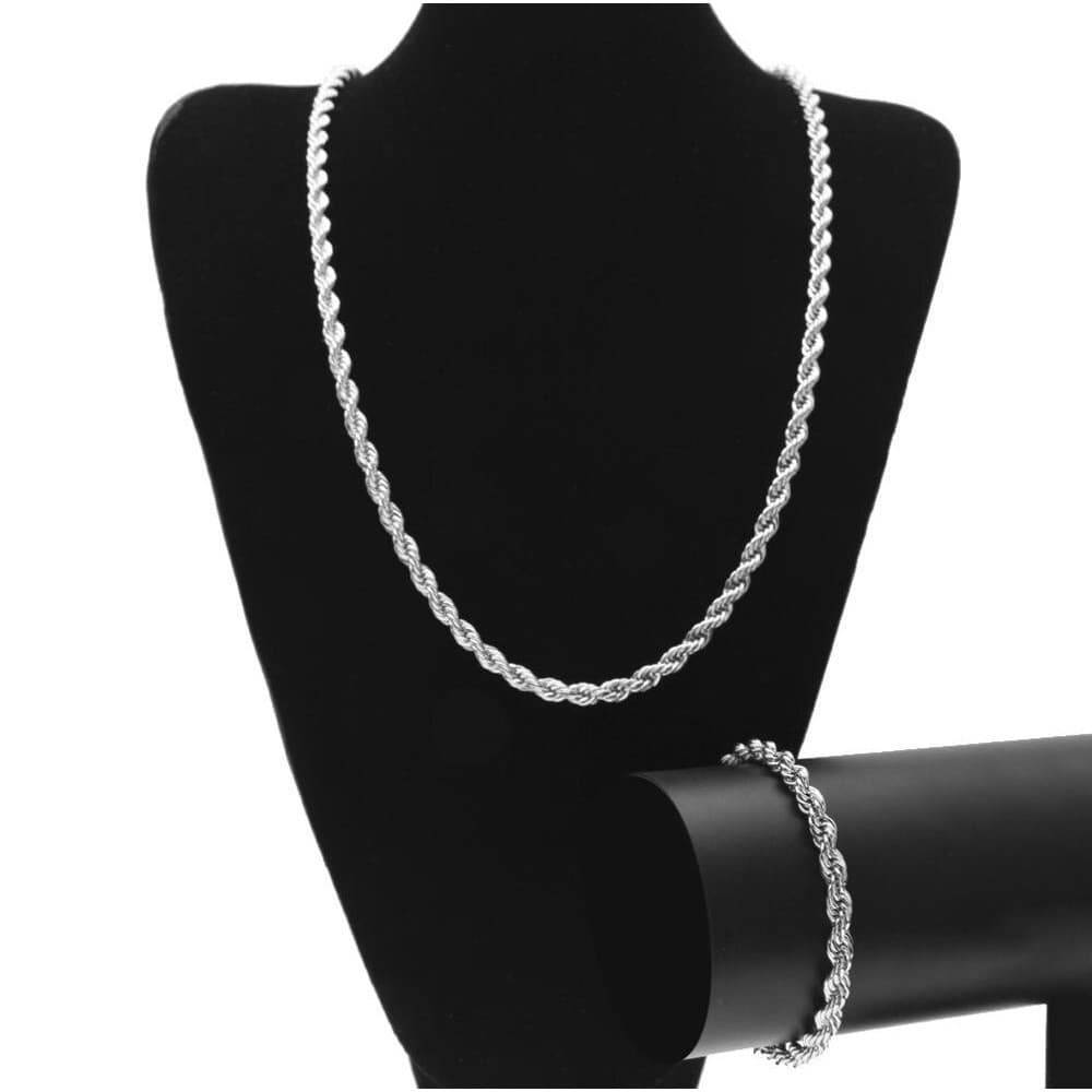 Colar De Cordao Aço Inoxidável 60cm Corrente Aniversário Giratória E Pulseira