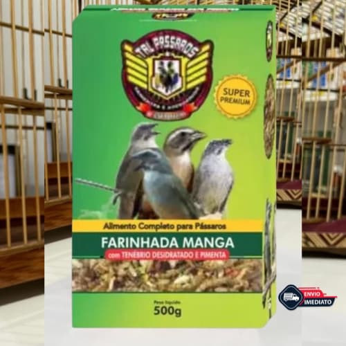 Ração FARINHADA MANGA Pixarro Trinca Ferro Tenébrio Pimenta Proteína 500gr - Tal Pássaros