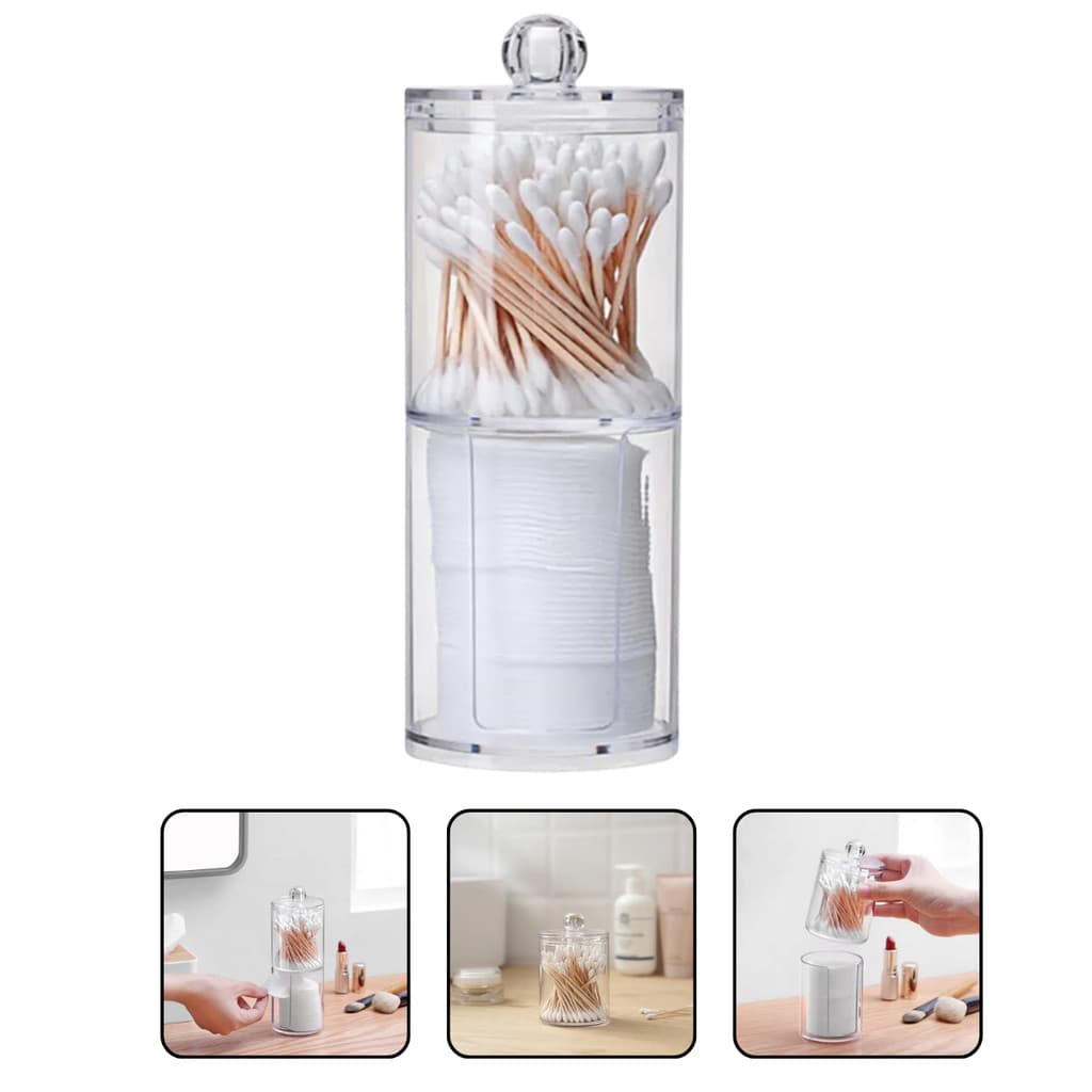 Kit Organizador Porta Algodão Disco e Cotonete Transparente