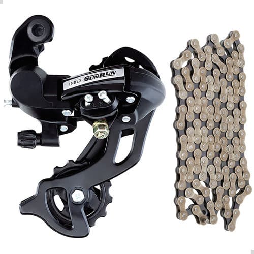 Kit Câmbio Traseiro 8v 24 Marchas + Corrente Index Bicicleta