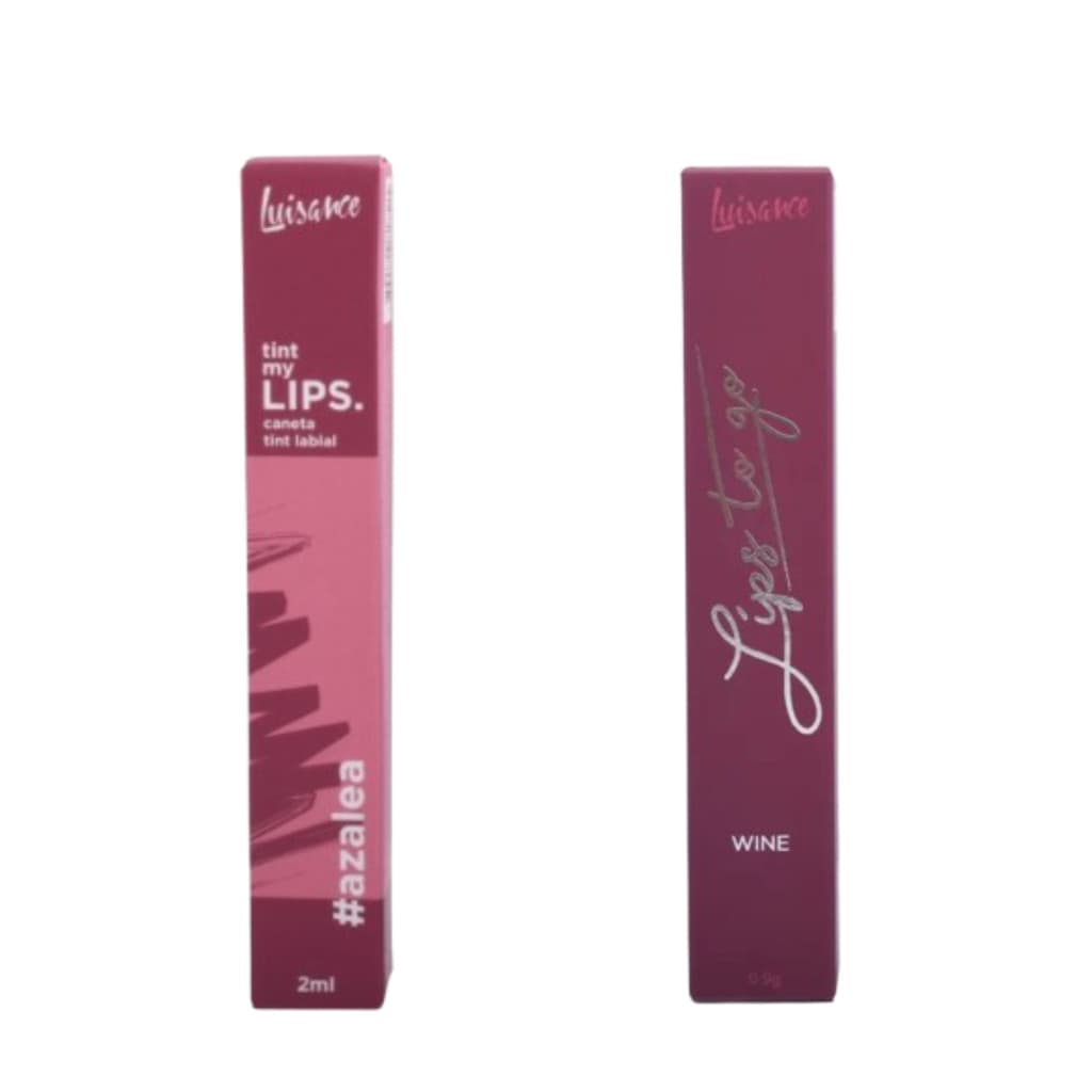 Caneta Tint Labial Vegano Azalea + Lips To Go Lapis Batom Retratil com Apontador Luisance WINE