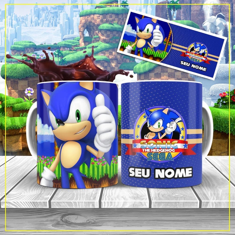 Caneca Personalizada com o Nome Sonic Tails Shadow Vários modelos