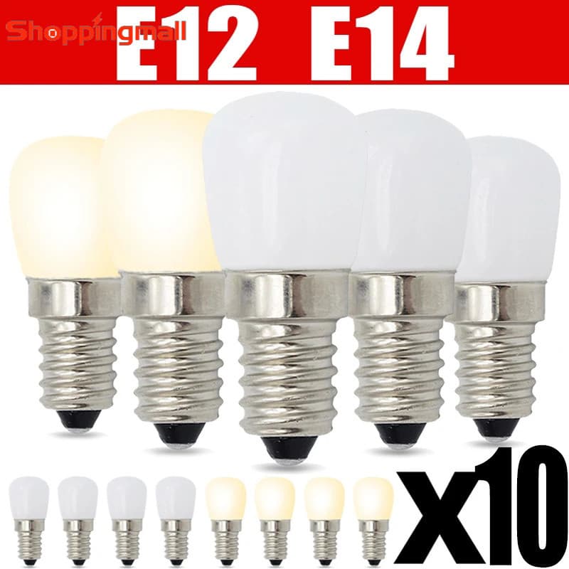10/2Pcs E12/E14 Lâmpada De Bulbo LED 220V Universal Refrigerator Parafuso Para Gabinetes De Refrigeração Luzes Noturnas Domésticas
