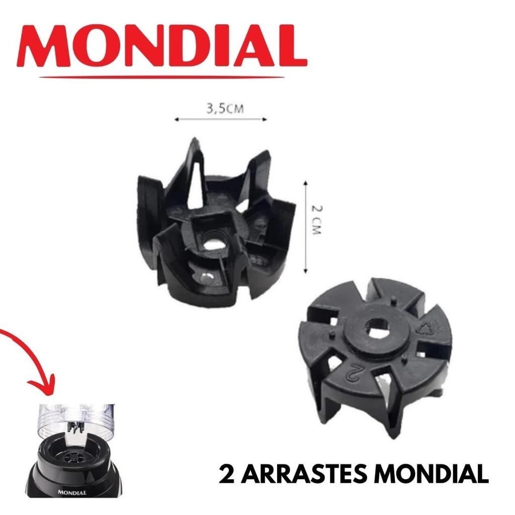 Arraste Copo Liquidificador Mondial L-99 L-850 L-900 L-1000 L-1200 KIT COM 2