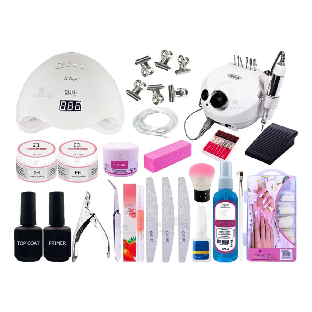 Kit Para Manicure Unha Acrigel Fibra Bivolt Profissional Pro
