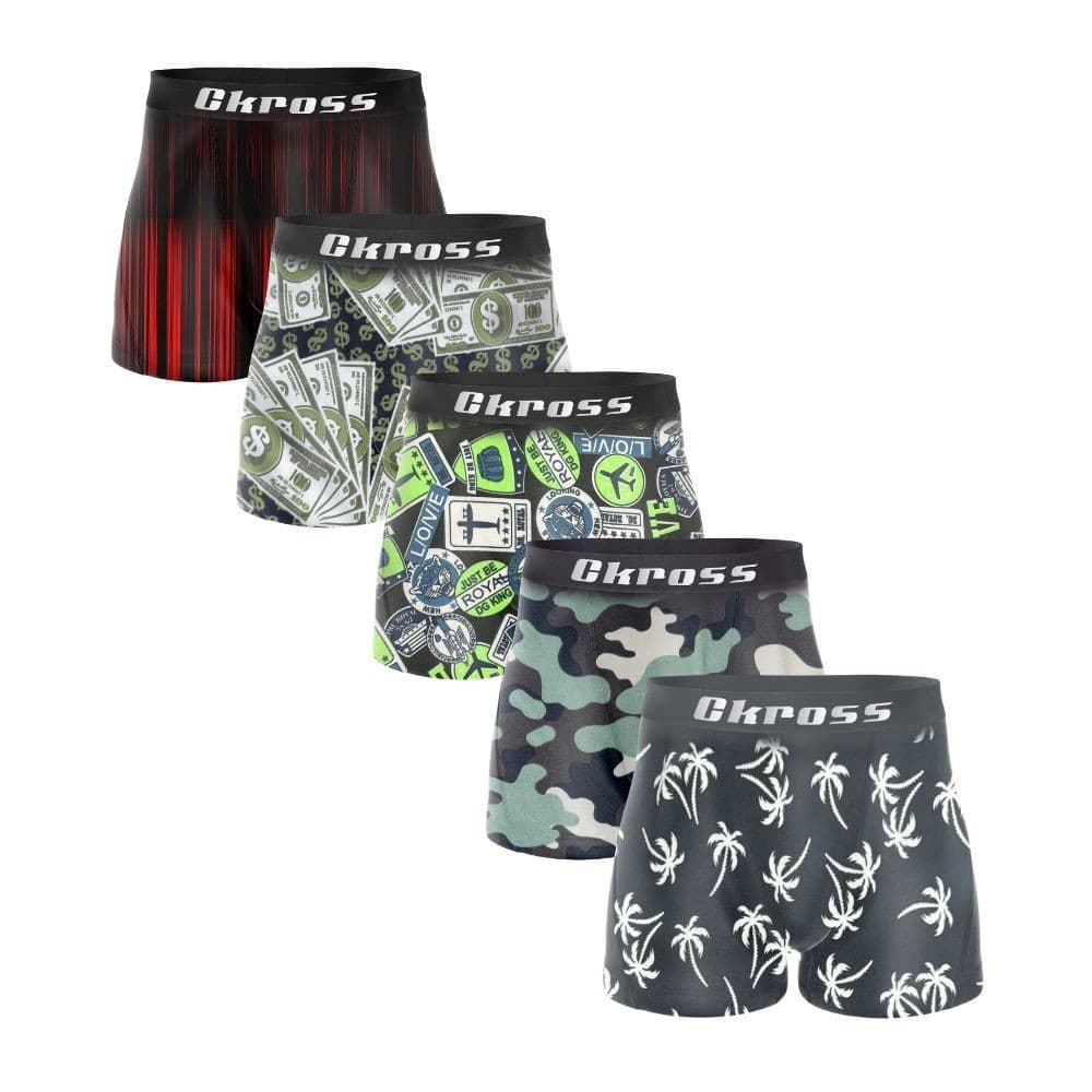 Kit 5 Cueca Box Boxer Estampada Confortável Colorida Microfibra Adulto