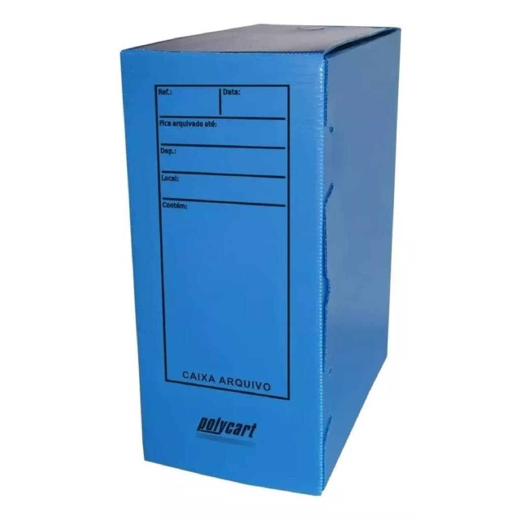 Arquivo Morto 34,7x24,5x13,3cm Plástico Andulado Azul - POLYCART -  Pct Com 10 Unid