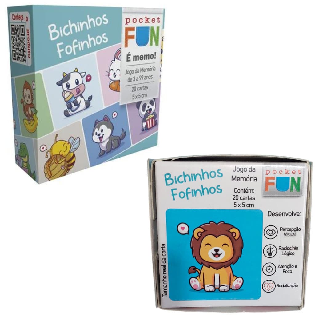 Jogo da Memória Animais Educação Infantil Bichinhos Fofinhos 3 Anos Ou + Cooper Fun