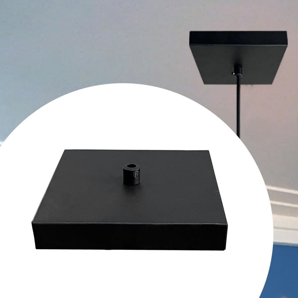 Canopla Acabamento Quadrada para Pendente luminária de teto De Alumínio Preto ou Branco