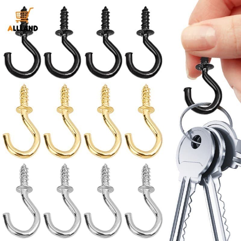 50Pcs/Set Mini Ganchos De Armazenamento De Parafusos-Metálicos Montados Na Parede-Suportes Para Pendurar Plantas De Cordas De Luz Multiuso