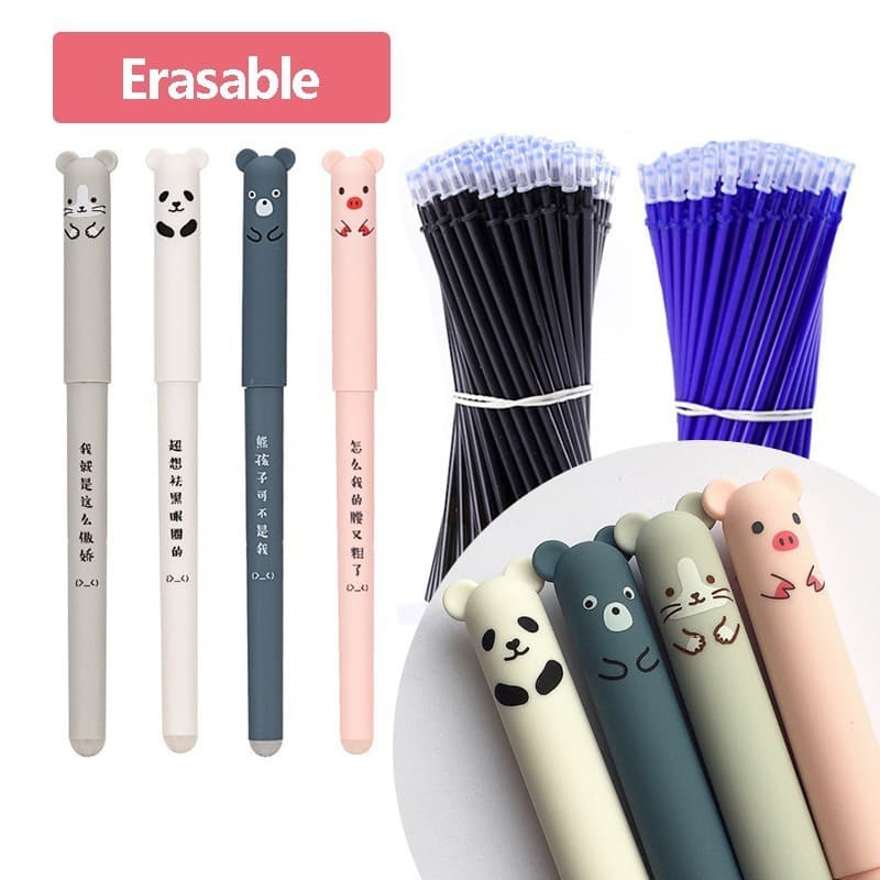 26 pcs/set 0,35 mm Conjunto De Canetas De Gel Apagáveis (Preto/Azul) Para Escola E Escritório