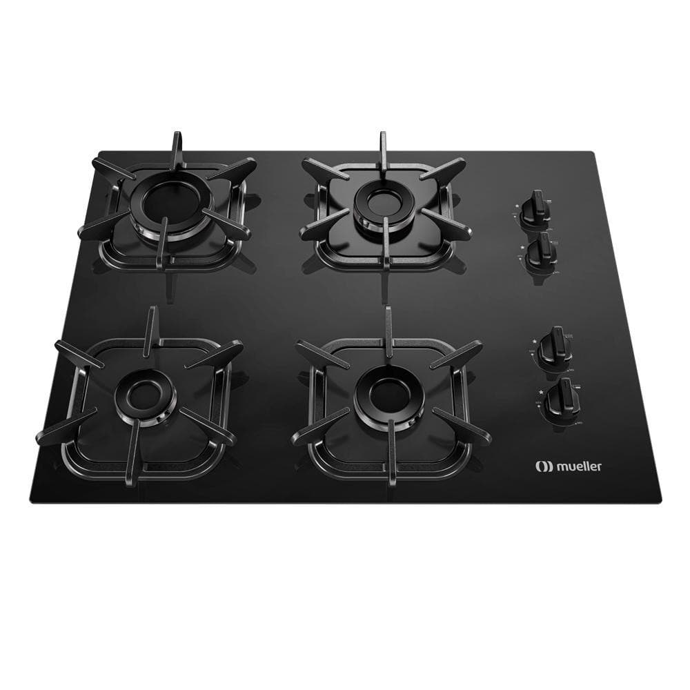 Cooktop a gás Mueller 4 Bocas com Queimador Ultra Chama e Grades em Ferro Fundido Bivolt