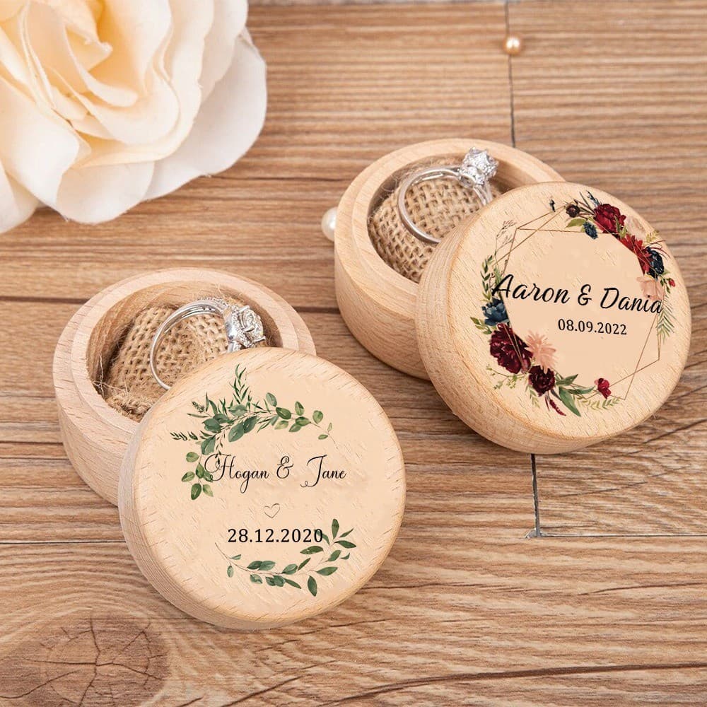Caixa Personalizada De Anel De Casamento Com Nome E Data Gravados Para Proposta De Cerimônia Aniversário Presentes Ela