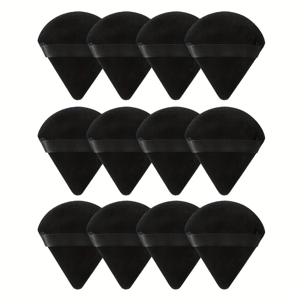 12 Peças De Sopros De Pó Triangular Conjunto De Veludo Super Macio-Esponjas De Maquiagem Para Base Perfeita