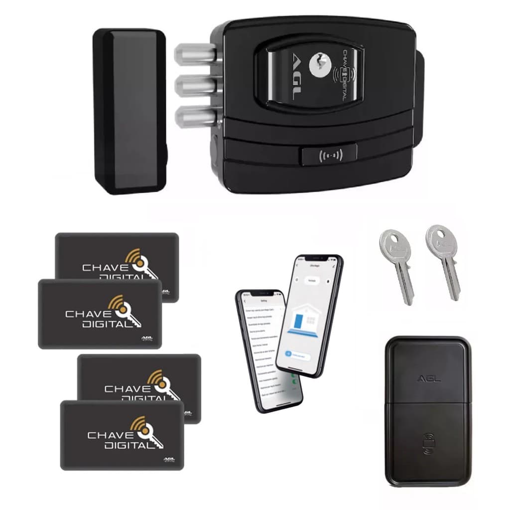 Fechadura AGL Ultra Magic Card Com Wi-FI e Controle de Acesso Por Tag Frequência 13.56 Mhz