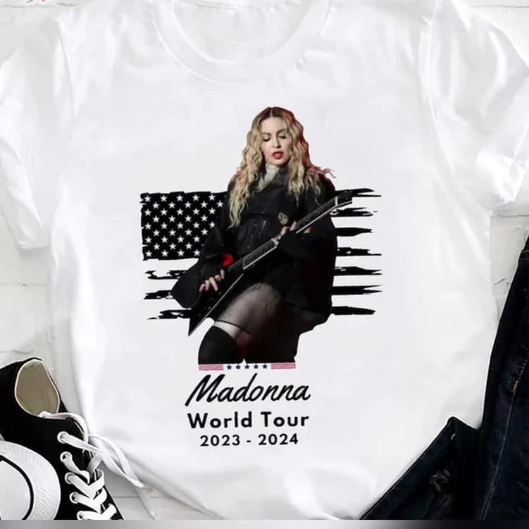 Camiseta Unissex Algodão World Tour Madonna ! font