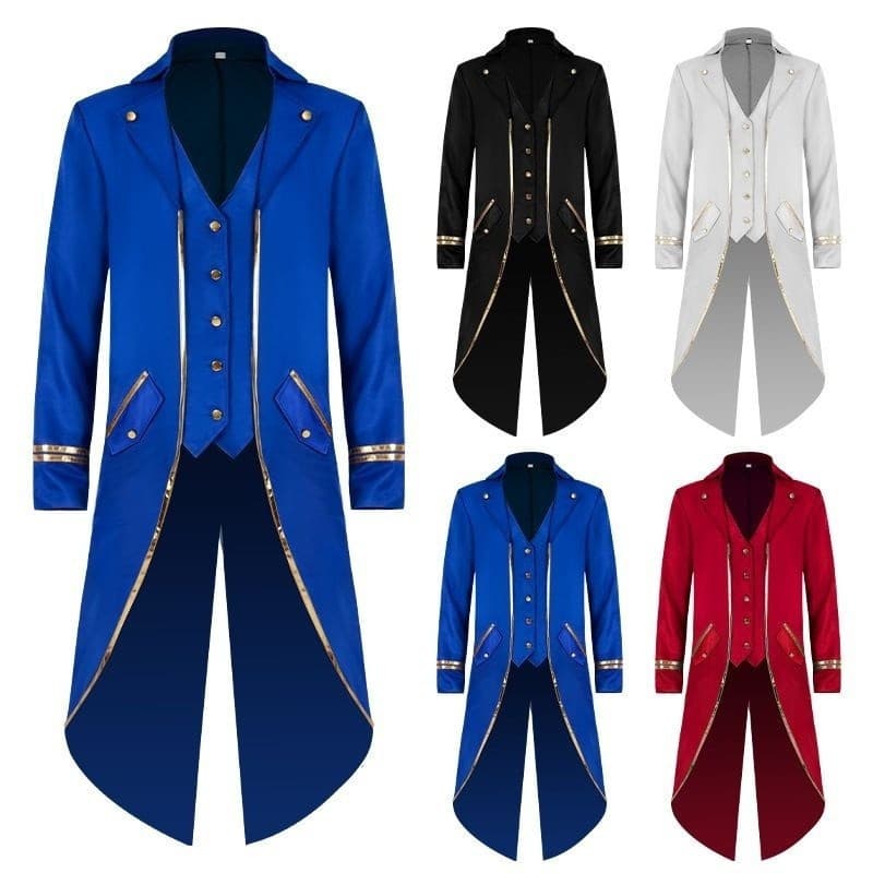 Steampunk Longo Retro Tailcoat Fumar Medieval Príncipe Vitoriano Gótico Roupas De Halloween Para Crianças Adultos RW2J F