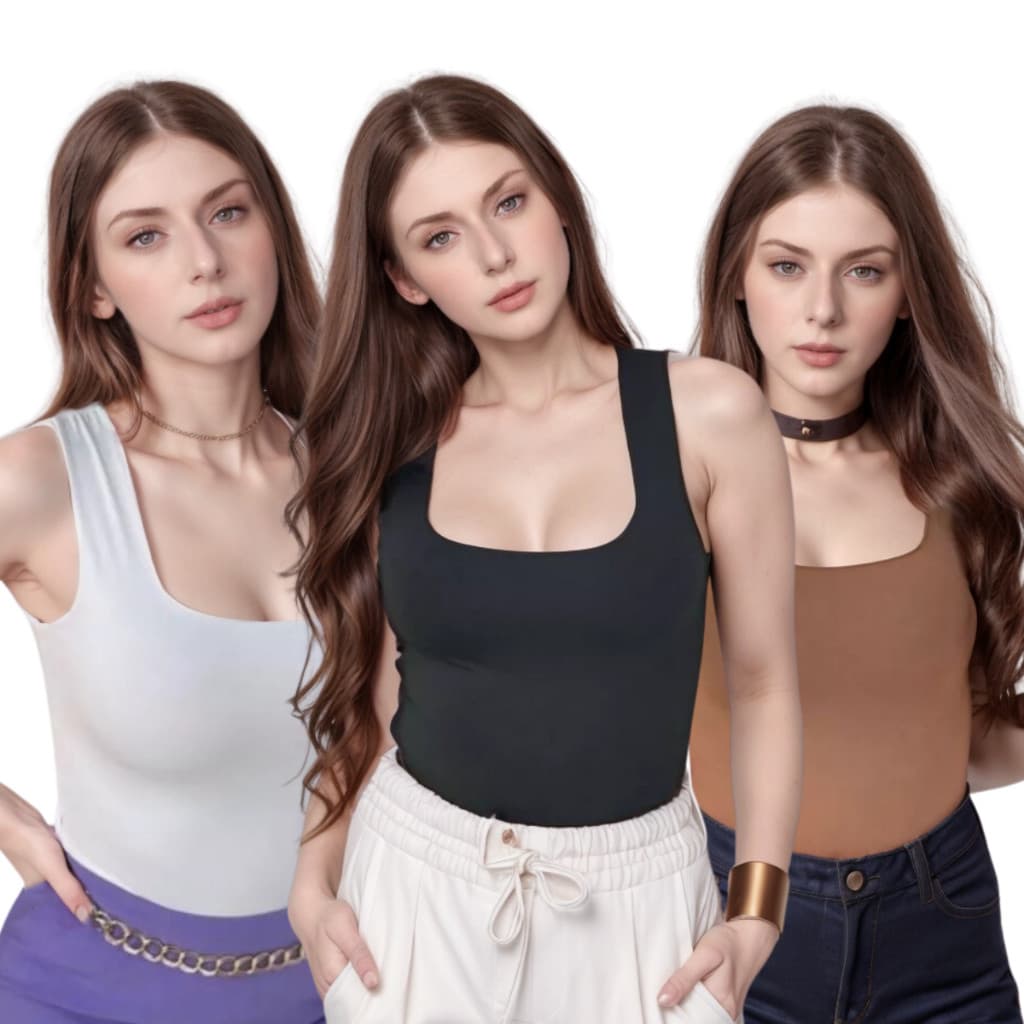 Regata Blusinha Feminina Suplex Decote Quadrado Forro Lisa Básica Elegante Moda Blogueira Tendencia Duplo