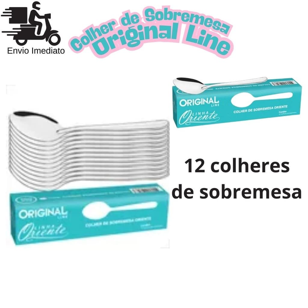 Jogo De 12 Colheres de Sobremesa Aço Inox Oriente Original Line