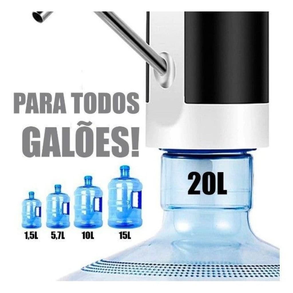 Bomba Elétrica Universal com Carregamento USB para Galão/Garrafão de Águam