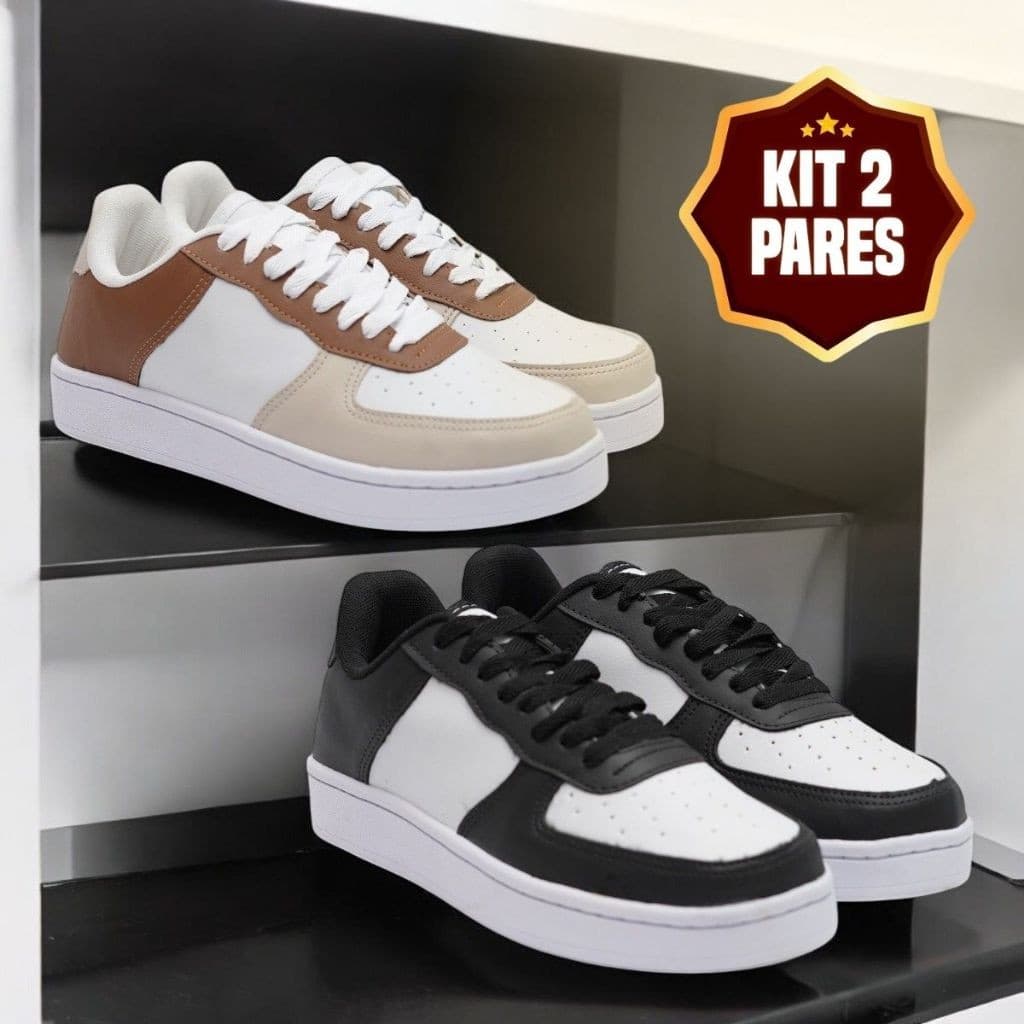 KIT 2 PARES - Tênis Unissex Estiloso - Conforto e Cores Variadas 34 a 44 - Oferta Relâmpago 50% OFF