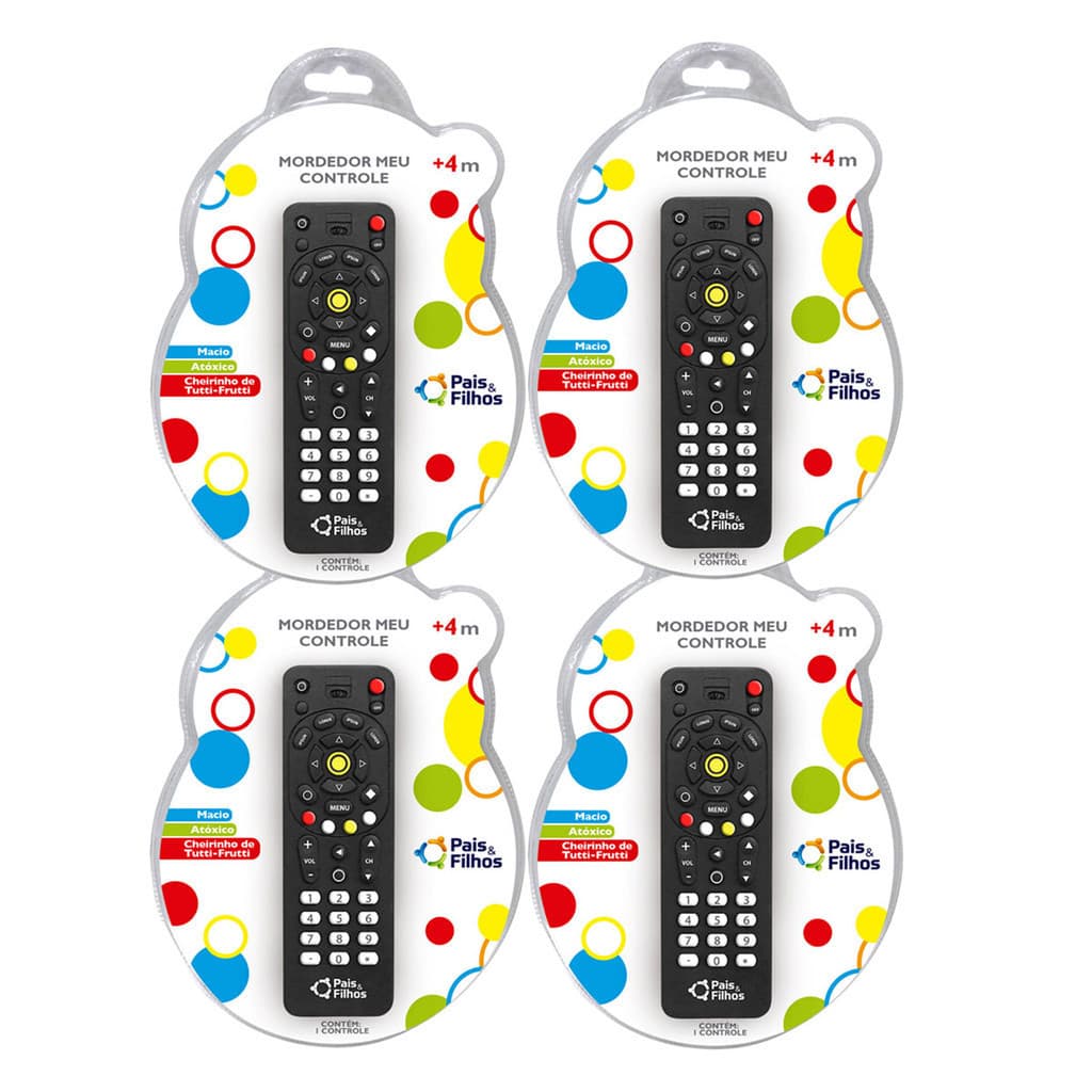 Kit com 4 Controles Mordedor Controle Remoto para Bebê Criança Com Cheirinho Atóxico Macio