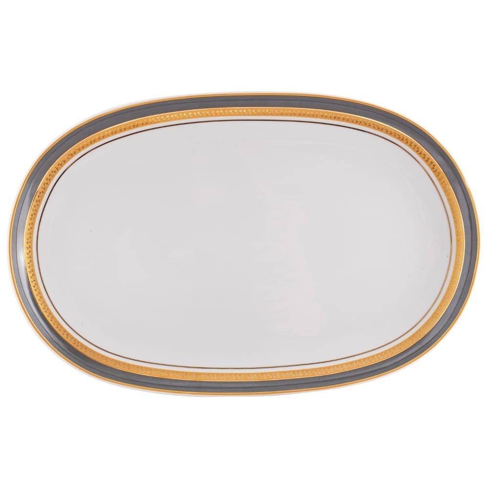 Travessa Rasa Oval 36cm Porcelana Schmidt - Dec. Turmalina Cinza 2443