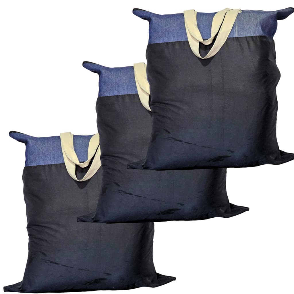 Kit 3 Sacolão Jeans Grosso Em Retalhos Reforçado 93x85 GG