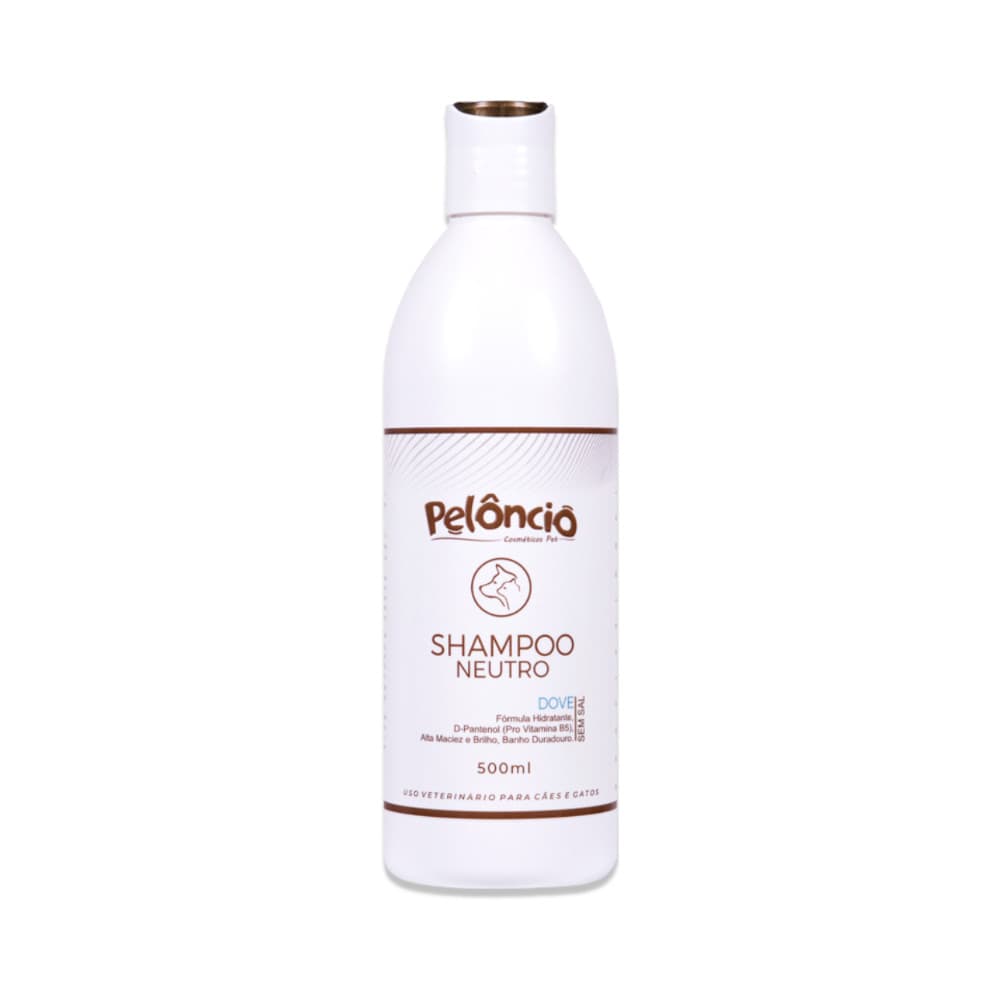 SHAMPOO PELÔNCIO NEUTRO DOVE 500ML PARA CÃES E GATOS BANHO E TOSA PROFISSIONAL