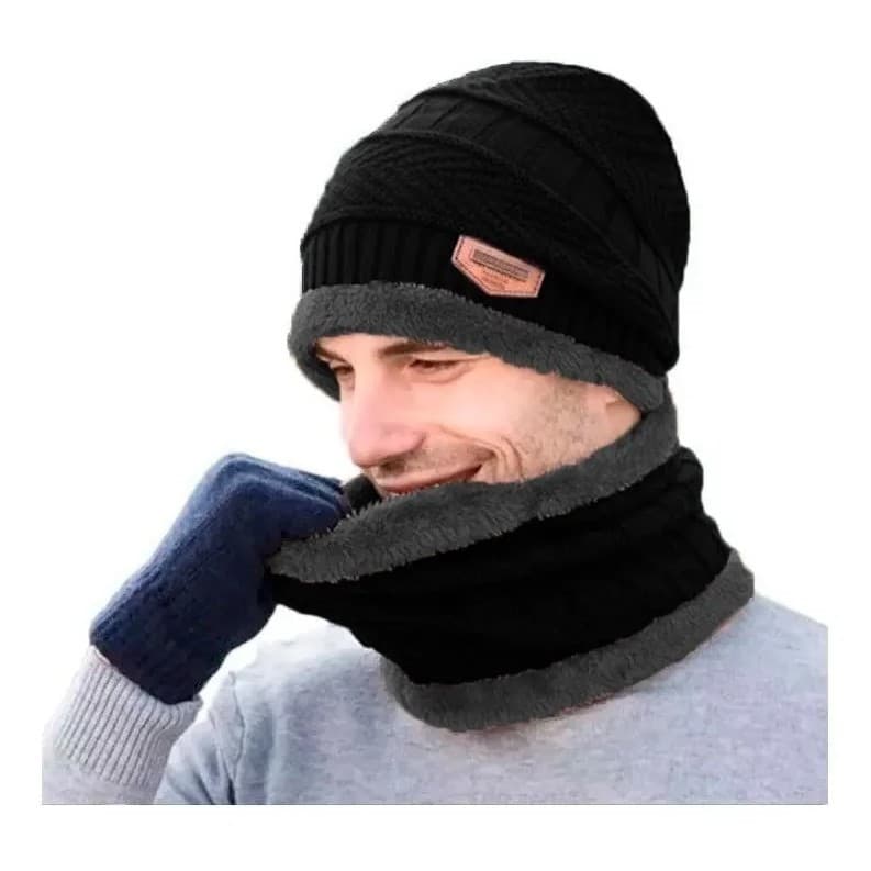 Touca Gorro Cachecol Térmica Proteção Frio Intenso Pelucia
