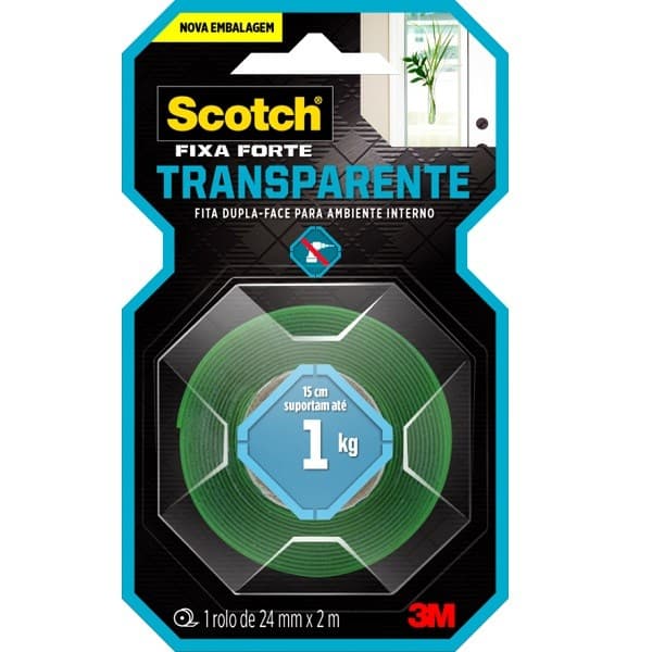 Fita Dupla Face Fixa Forte 3M 24MM X 2M Transparente